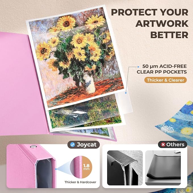 JoyCat 11 x 17 Art Portfolio Binder, 40 Acid-Free Clear Pockets Art Folder - Image 4