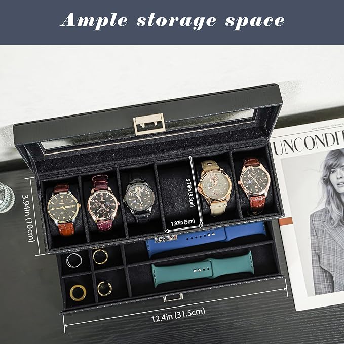 ProCase Watch Box, 6 Slot Watches Display Case - Image 3