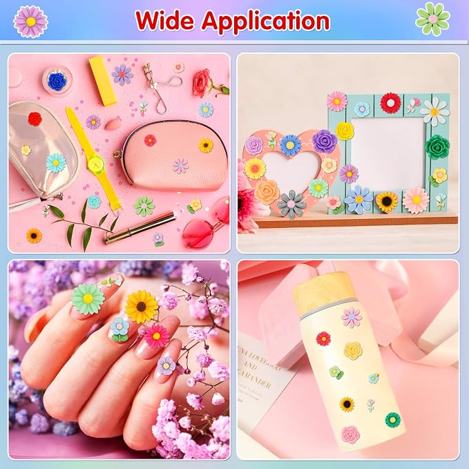 120pcs Mini Resin Flowers for Crafts, Cute Small Tiny Flatback Resin Flower | - Image 3