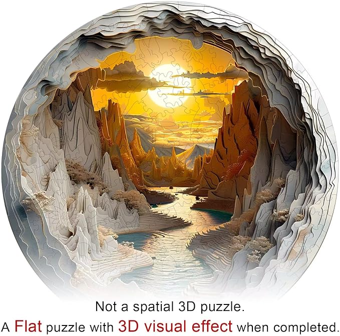 3D Vision Inside Mountain Range Sunrise Sunset Winding River Valley Puzzles 300 - Image 2