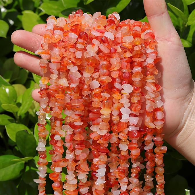 200 Pcs Crystal Chip Beads for Jewelry Making 5-8mm Red Wave Agate | Natural - Image 2