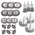 Double Elite Wire Brush for Drill Set 21 Pcs, Abrasive Wire Wheel for Drill 1/4 Inch Hex Shank, Wire Cup Brush for Drill, Drill Wire Brush Coarse Crimped Carbon Steel, Wire Brush Drill Attachments