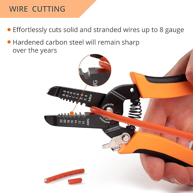 Wirefy Wire Stripper and Cutter - Wire Stripping Tool for Solid and Stranded Wires 22-10 AWG