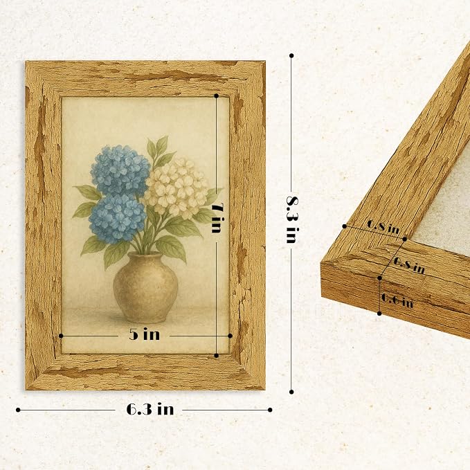 puthiac 5x7 Rustic Farmhouse Picture Frame, Natural Pine, 1 Pack | Distressed - Image 5