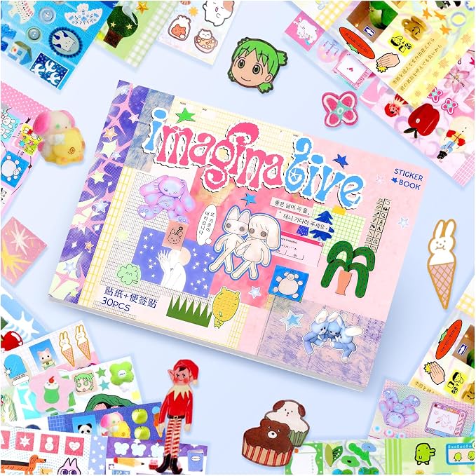 Tmtains 30 Sheets Kawaii Japanese Sticker Book Manga Books Style Writable Note by Tmtains