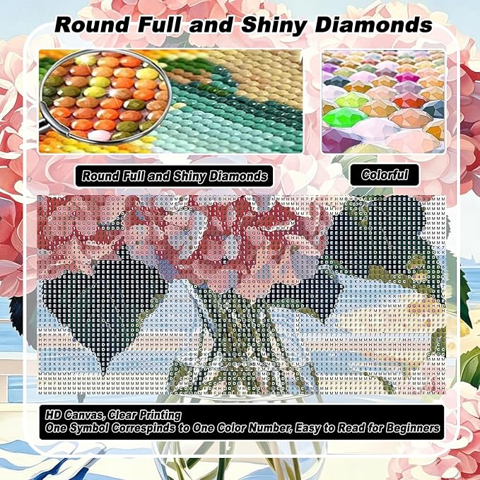 VeGuude Diamond Art Kits for Adults, Full Drill Hydrangea Flowers Diamond - Image 4