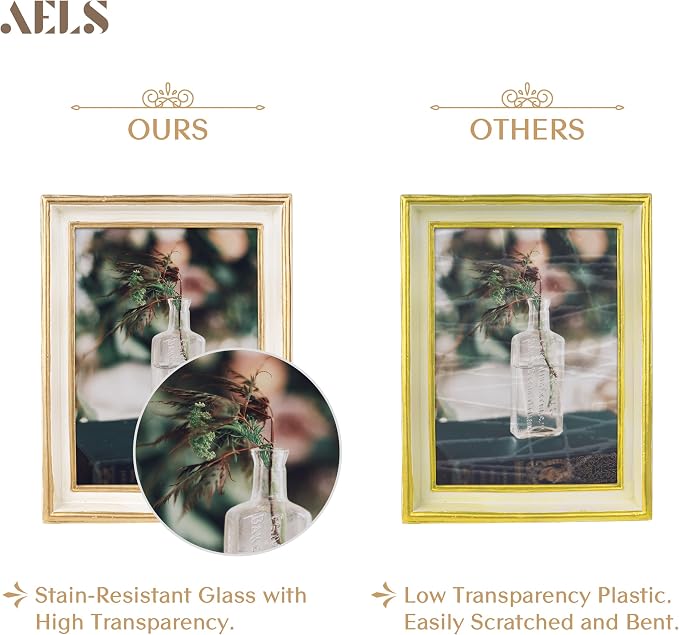 AELS 5x7 Inch Vintage Picture Frame, Elegant Antique Photo Frames - Image 3
