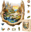 Wooden Puzzles for Adults Fantasy Castle Waterfall Driftwood Puzzles 240 Pieces by Jollitot