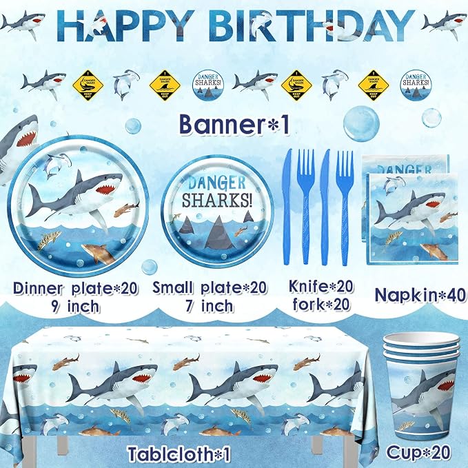 Shark Birthday Party Decorations, Tablecloth - Image 6