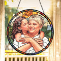 Personalized Grandma and Grandkids Portrait Faux Stained Glass, Custom Photo by Noni