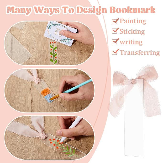Yeaqee 100 Pcs Acrylic Bookmark Blanks Clear Bookmarks Acrylic Tags - Image 4