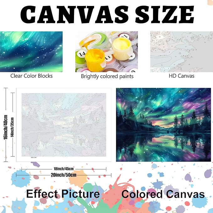 Hutarosl Paint by Numbers for Adults-Aurora Paint by Number Canvas for Adults - Image 5