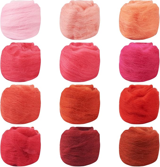 FASHEWELRY 2.1 OZ Needle Felting Wool Roving Set Pink Theme Nature Wool Roving - Image 7