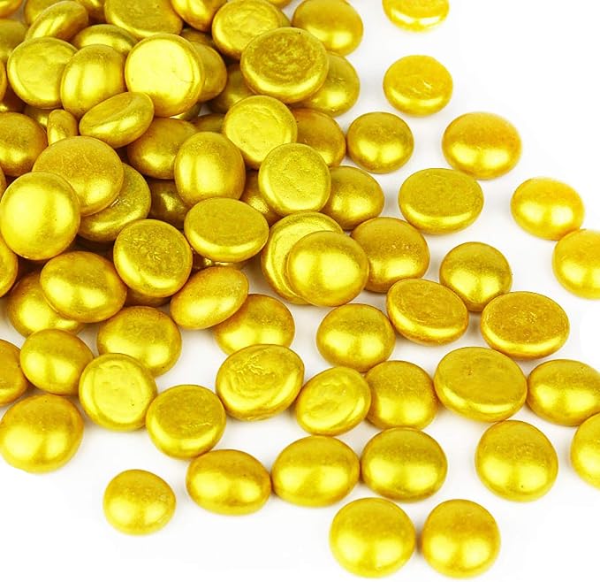 CYS EXCEL Gold Glass Gemstone Beads Vase Fillers Flat Marble Beads Multiple by CYSEXCEL%C2%AE