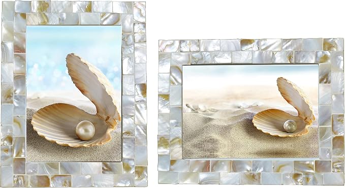 Mother of Pearl Mosaic Photo Frames 3.5by5 Beach Tabletop Picture Frame - Image 2