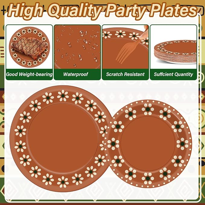 100 Pcs Cielito Lindo Plates Platos De Barro Mexicanos Mexican Party Plates and - Image 3