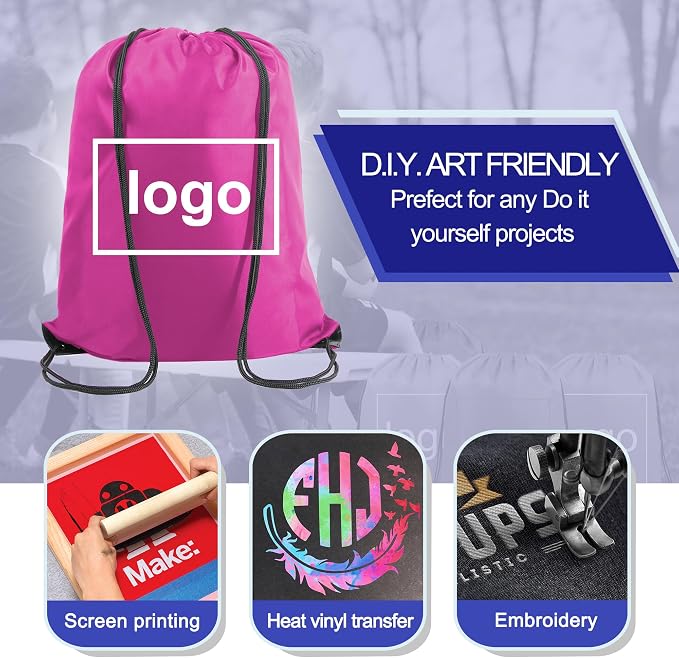 BeeGreen Black Pink Drawstring Backpack Bags Bulk 2 Pack X-Large 22.4" L x - Image 4