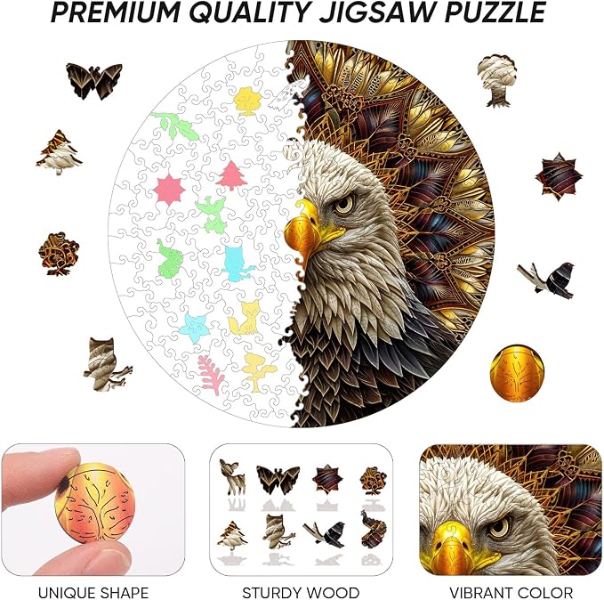 Reouinty 500 Piece Bald Eagle Wooden Puzzle - Image 2