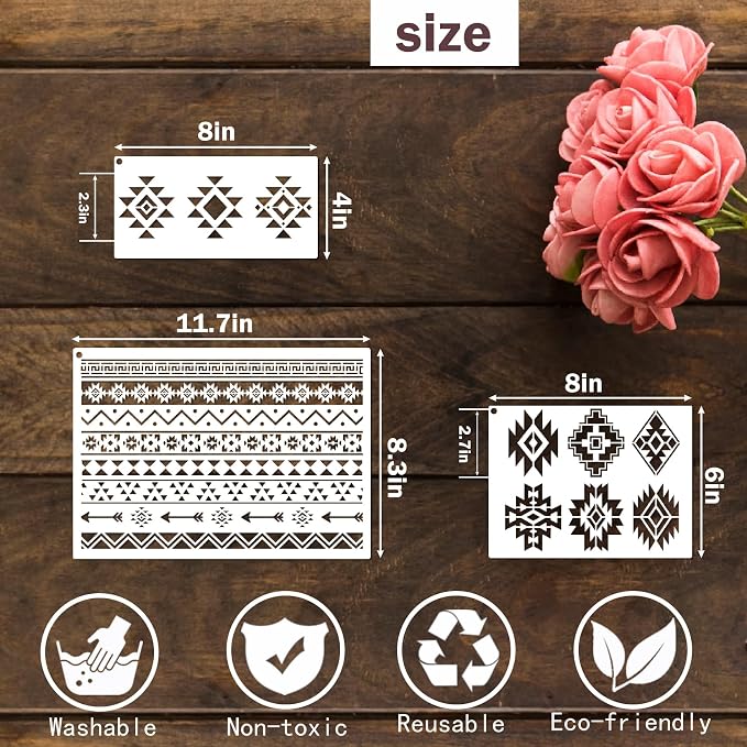 yhslmh Tribal Geometric Stencils - Image 2
