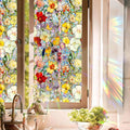 Stained Glass Window Film UV Resistant Window Privacy Film Colorful Floral by Aomkmi