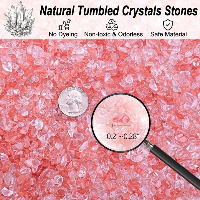 0.5 Lb/230g Watermelon Red Crushed Stone Crystal Chips Bulk, Tumbled Healing - Image 2