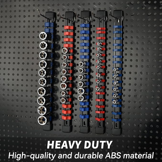 Socket Organizer Drive ABS Tools-Socket Holder, Premium Quality 12 Pieces Socket Holders Kit 1/4-Inch x 64 Clips, 3/8-Inch x 60 Clips, 1/2-Inch x 48 Clips