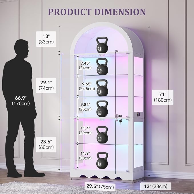 6-Tier Arched Glass Display Cabinet - Image 2