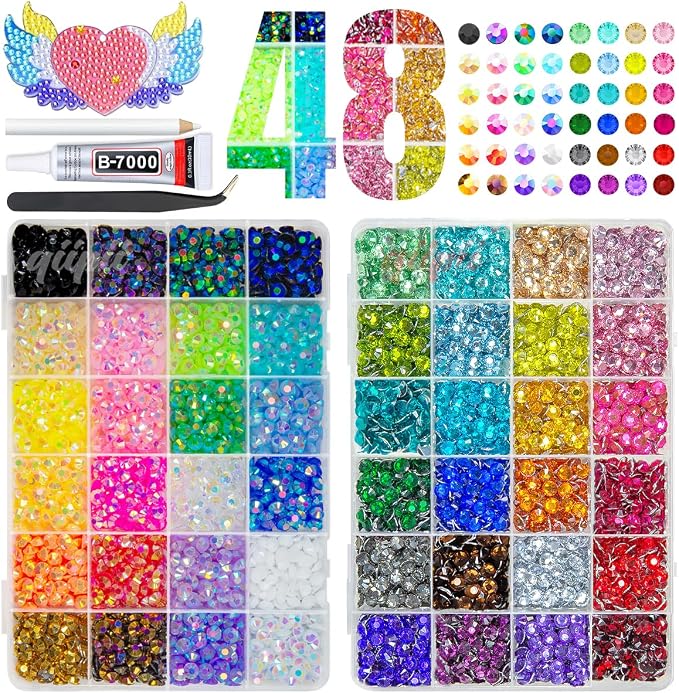 qiipii 48 Color 6mm Jelly AB & Crystal Colorful Resin Rhinestones by qiipii
