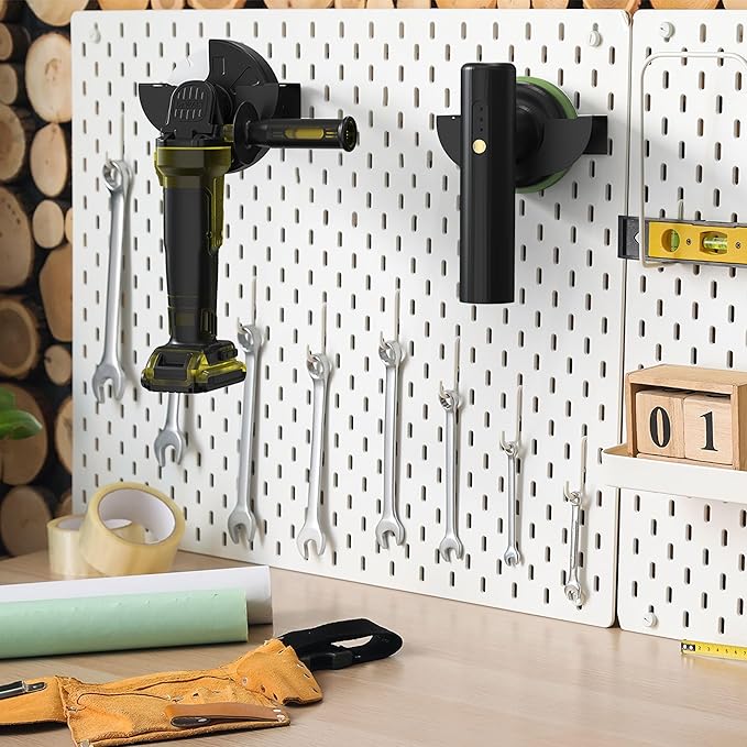 Black 8 Pack Heavy Duty Angle Grinder Wall Mount Bracket Holder for 5" Grinders - Wall Storage Rack with Tool Stand for Polishers & Grinding Accessories