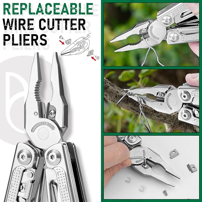 BIBURY Multitools Pliers Pro BI2049, Multi Tool Foldable Pliers with Large Saw Blade, Wire Cutters, Upgraded Multi Tool w/Scissors and Screwdirver Set, Multitool for Outdoor Hunting Survival Camping