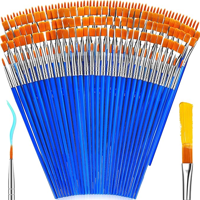 162 Pcs Paint Brushes Bulk, Round Flat Tip Acrylic Paint Brushes Set by ONEXIZKidsToys