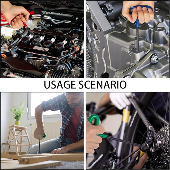10-Piece Red Inch/SAE T-Handle Allen Hex Key Wrench Set(3/32-3/8)，7.4 inches long, Printed Specifications, Versatile Tool for DIY