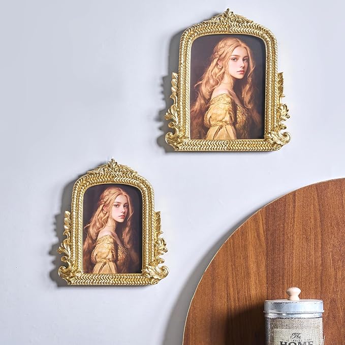 Ornate Gold 5x7 Picture Frame, Vintage Roman Texture, Hand-Crafted Resin Retro - Image 6
