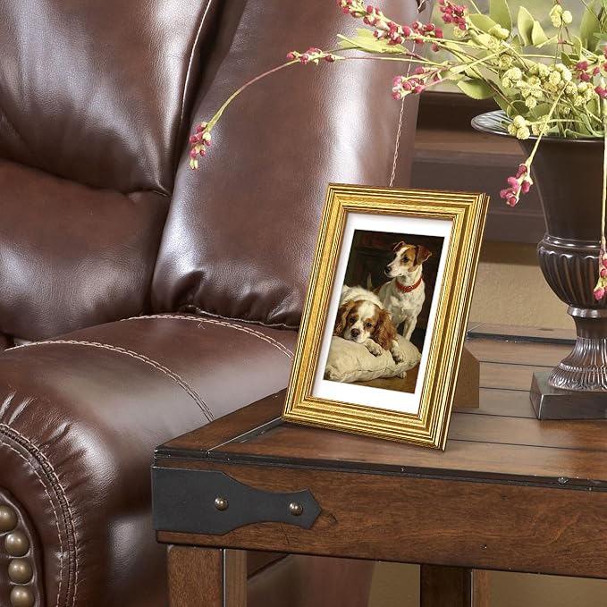 upsimples Vintage 4x6 Picture Frame, Antique Gold Frames Display 3.5x5 - Image 6