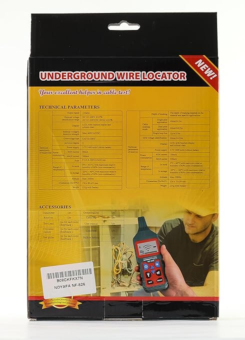 NOYAFA NF-826 Underground Cable Locator Wire Tracker, for Dog Fence Cables Irrigation, Wall and Underground Pipeline Wire Detector, Advanced Circuit Breaker Finder for Wall and Underground Cables