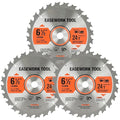 6-1/2 Inch Circular Saw Blade, 24T, 5/8" Arbor, ATB Carbide Teeth, 3-Pack, Fast Crosscutting for Softwood & Hardwood