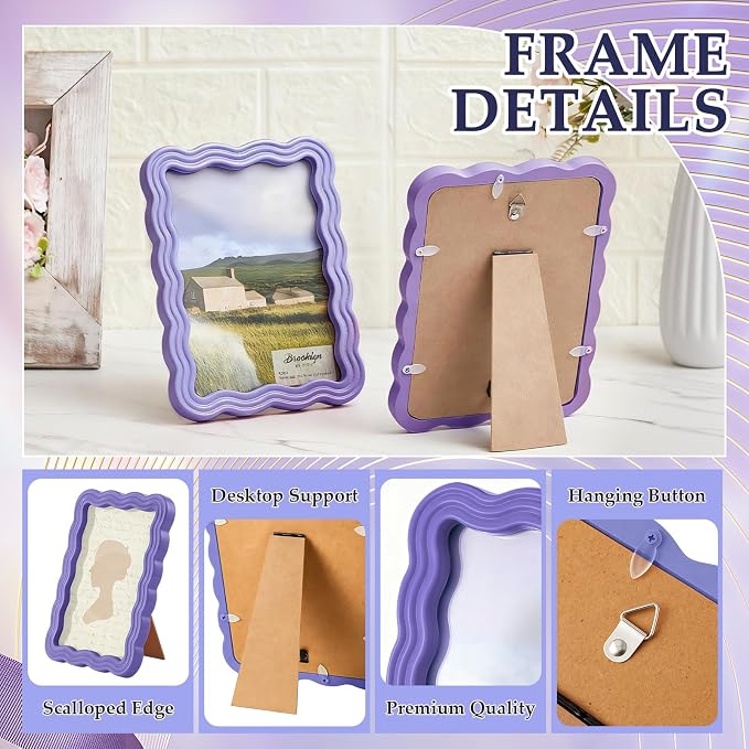 AceOrbit 5 x 7 Colorful Scalloped Picture Frame Scallop Edges Maximalist - Image 3