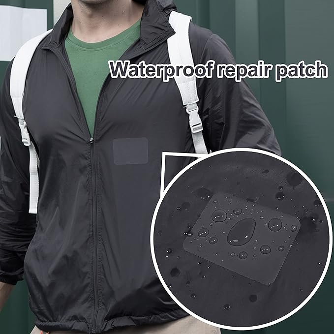 Azobur 6-Pack Nylon Repair Patch Self Adhesive Vinyl Outdoor Camping Gear Repair Kit,Waterproof Fabric Repair Patches for Down Jacket, Tent, Sleeping Bag （Orange）