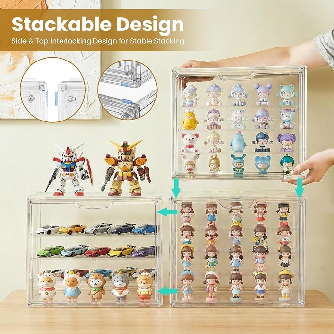 Acrylic Display Case for Collectibles, 4-Tier Large Stackable Clear Display Box - Image 5