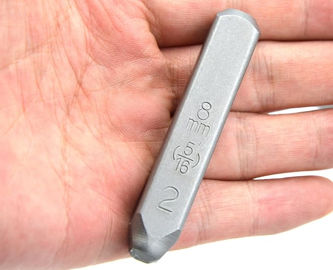 9pcs Heavy Duty Steel Stamp Uppercase Reverse Number 5/16 8mm Hand Stamping Character Mark Code Alphabet Punch Kit for Bracelet Ring Jewelry Sheet Metal Plate Making Mold Die