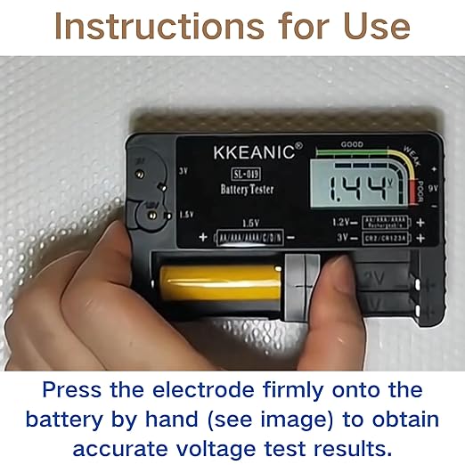Battery Tester SL-049 - Professional Digital Battery Checker with LCD Display for Household AA, AAA, AAAA,C, D, 9V, Button Cells. Compact Design with Clear Power Level Indicator