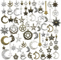 100g Craft Supplies Small Antique Bronze Silver Sun Moon Star Charms Pendants by WOCRAFT
