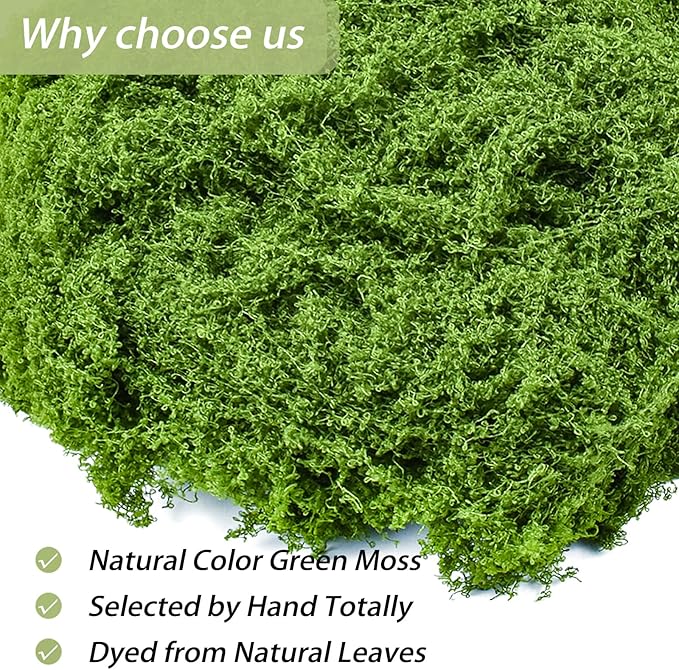 Fake Green Moss for Crafts 10.6 Oz Decorative Artificial Moss for Crafts - Image 3