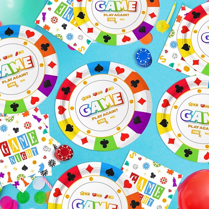 Game Night Decorations Birthday Party Decor 40Pcs Disposable Play Games Plates - Image 5