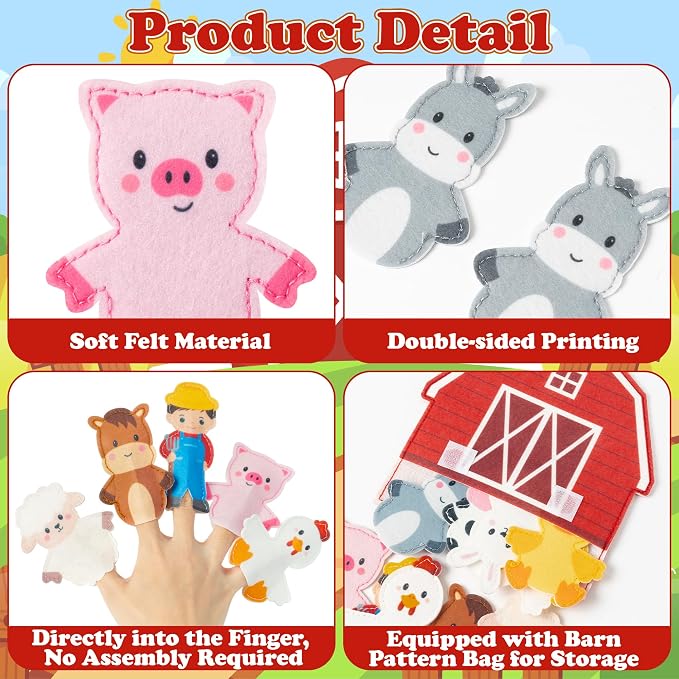 COcnny Farm Animal Finger Puppets - Image 3
