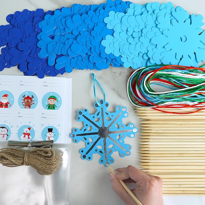 Winlyn 56 Sets 8 Styles Magic Color Scratch Blue Snowflake Ornaments - Image 9