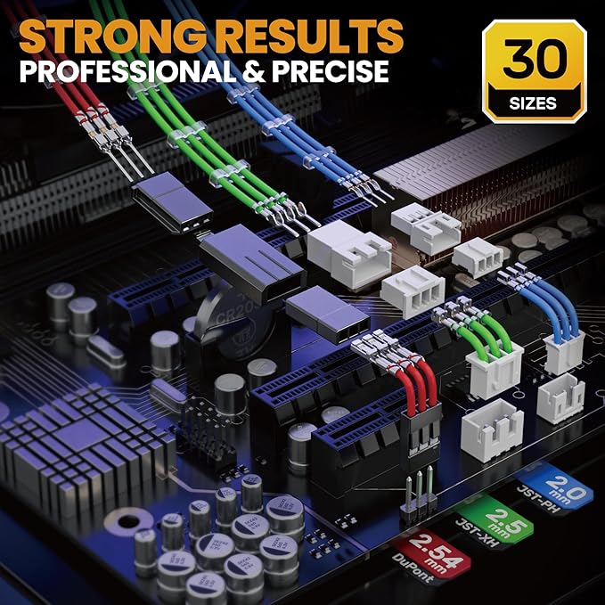 SOMELINE Crimp Tool Connector Kit, JST-PH 2.0mm/JST-XH 2.5mm/Du Pont 2.54mm Connector Set, 30 Types of Connectors, 32-20 AWG Ratcheting Crimper for Du pont,JST Series,KF2510,Molex,TE Series