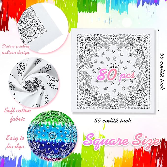Bonuci 20/50/80/120 Pieces White Bandana Bulk - Image 2