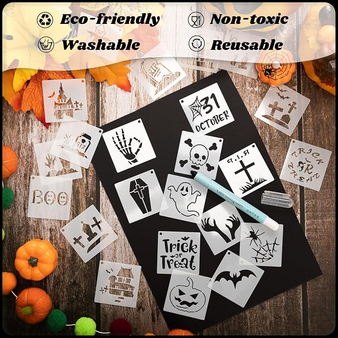 Fainne 100 Pcs 2 Inch Halloween Ghost Stencils Small Stencils - Image 3