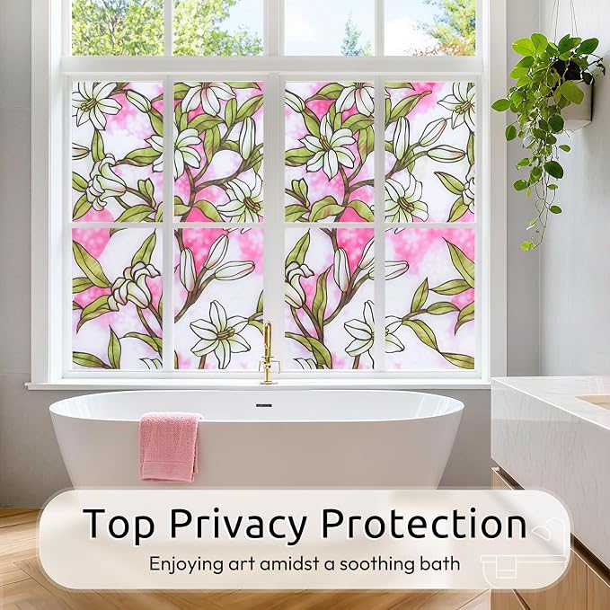 rabbitgoo Stained Glass Window Privacy Film, 17.5" X 78.7" | Anti UV Heat - Image 2